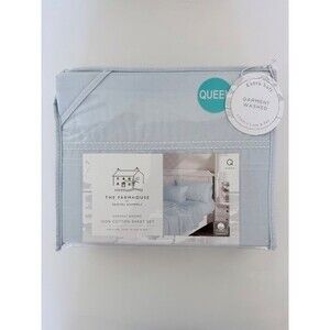 The Farmhouse by Rachel Ashwell Queen 100% Cotton 4 Piece Sheet Set Blue